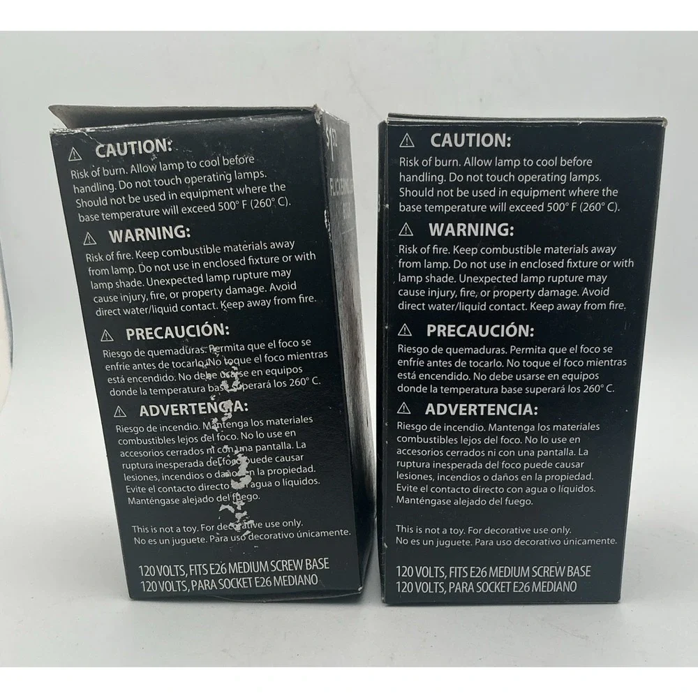 Set of 2 Halloween Light Bulbs-Flickering Orange and Dim Black NEW Old Stock